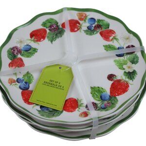 Primrose Vintage Berries Melamine 6.5" Dessert Plates Strawberry Set of 4 NWT